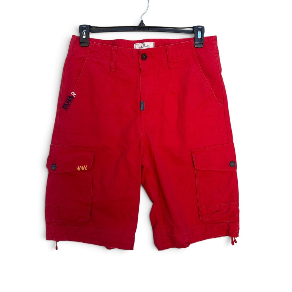 LRG Lifted Research Group Cargo Shorts Mens 32 Red Y2K Hip Hop Skate